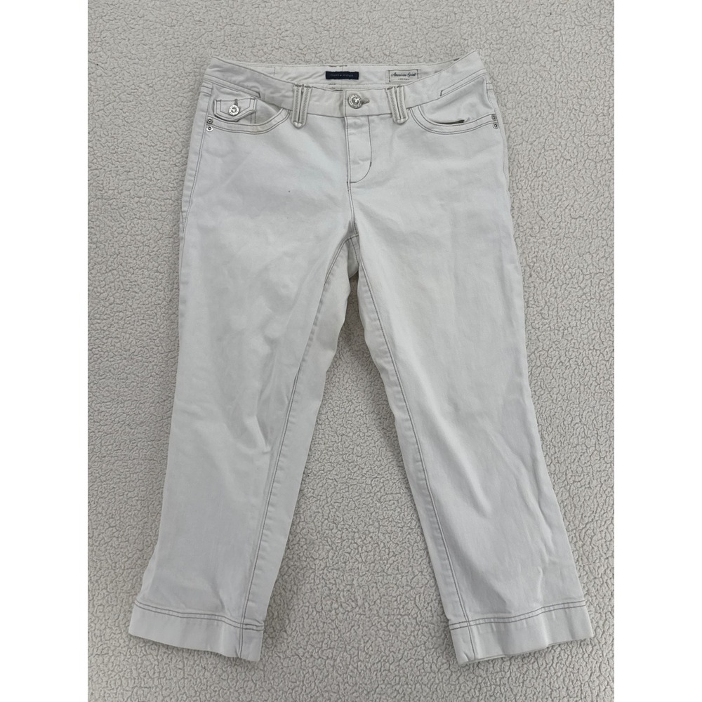 Tommy Hilfiger Women Size 8 American Spirit Mid Rise Cropped Jeans White